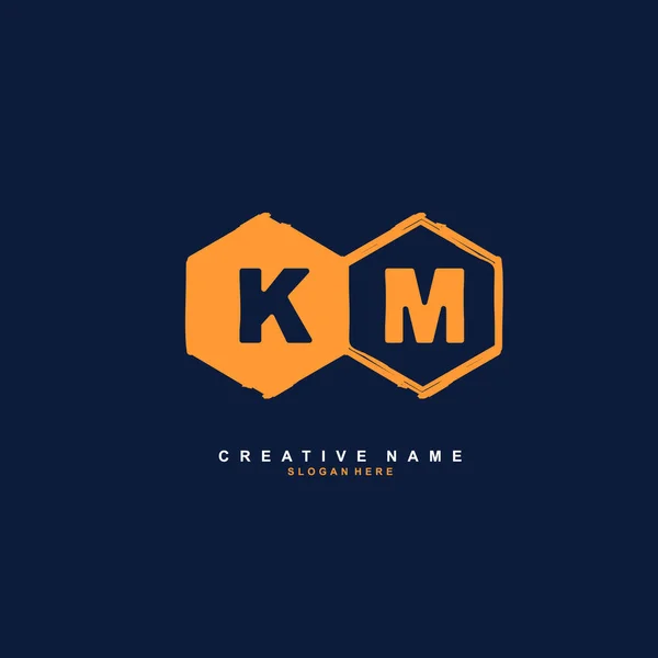 Kmkm初始标识模板向量 字母标识概念 — 图库矢量图片