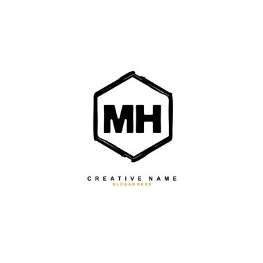 M H MH İlk logo şablonu vektörü. Harf logosu kavramı