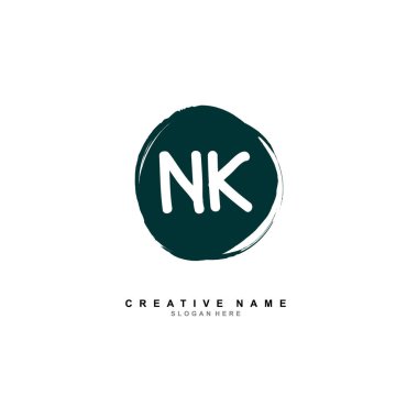  N K NK İlk logo şablonu vektörü. Harf logosu kavramı