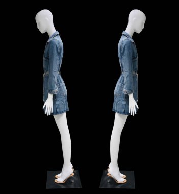white mannequin with jeans jacket clothes fashion