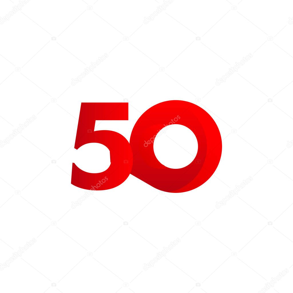 50 Red Anniversary Number Vector Design