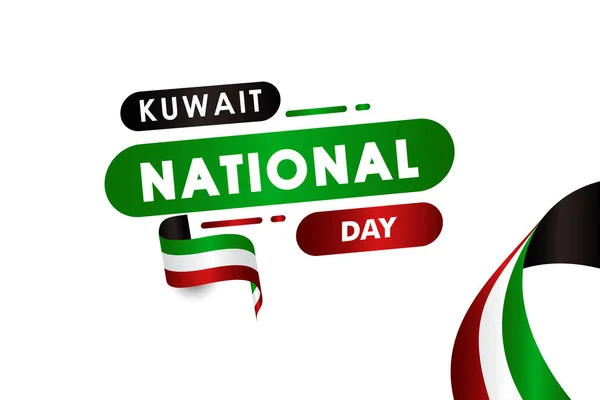 Dia nacional do Kuwait com design de vetor de fita para impressão de banner — Vetor de Stock