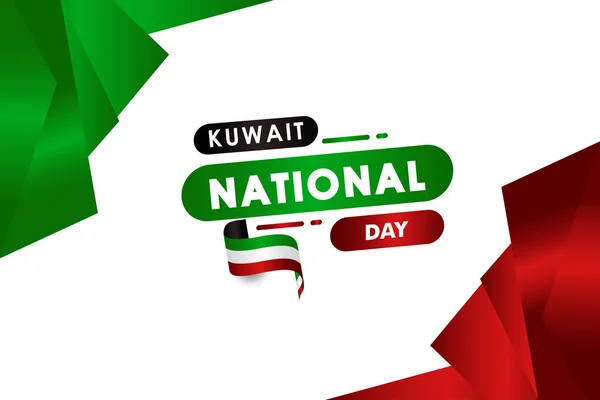 Journée nationale du Koweït avec la conception vectorielle de ruban pour l'impression de bannière — Image vectorielle