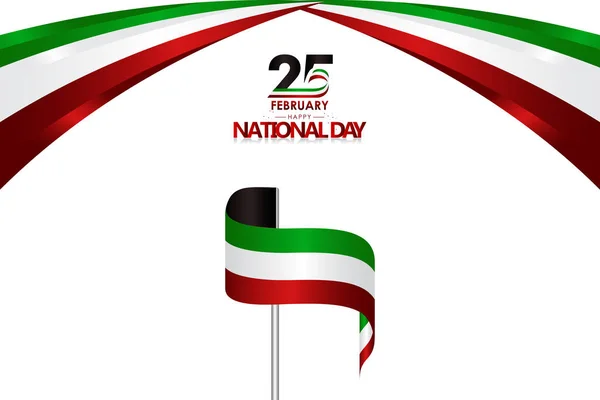 Dia nacional do Kuwait com design de vetor de fita para impressão de banner — Vetor de Stock