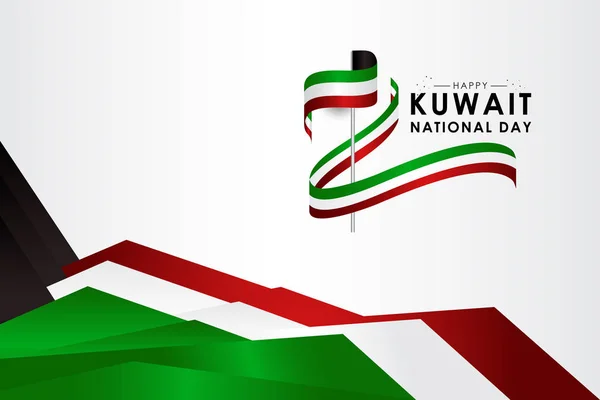 Dia Nacional Kuwait Com Design Vetor Fita Para Impressão Banner — Vetor de Stock