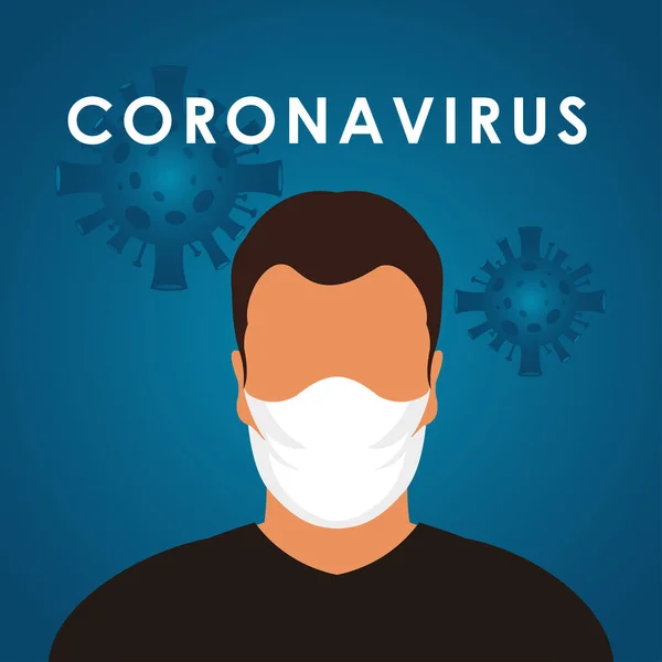 Mann Mit Maske Corona Virus Vector Illustration Wissenschaft Für Medizinischen — Stockvektor