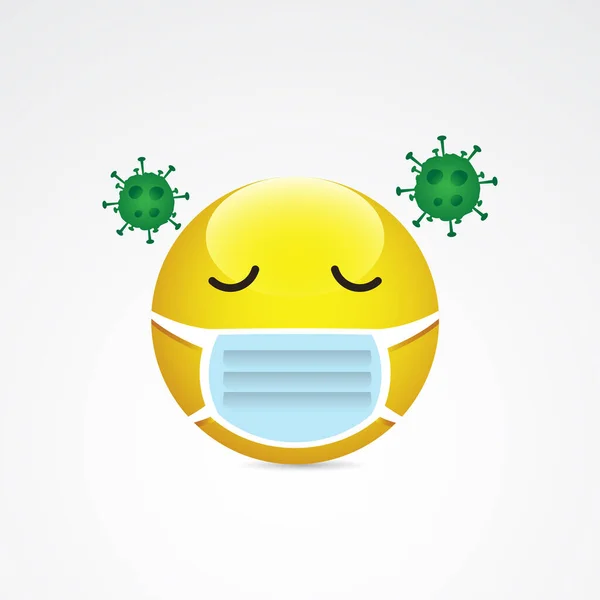 ソーシャルメディア反応のためのウイルス漫画バブル感情を持つ医療マスク — ストックベクタ