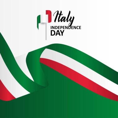 İtalya 'nın Bayrak İllüstrasyonlu Bağımsızlık Günü Afişi