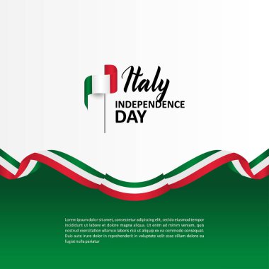 İtalya 'nın Bayrak İllüstrasyonlu Bağımsızlık Günü Afişi