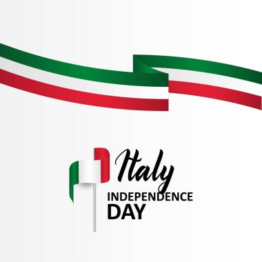 İtalya 'nın Bayrak İllüstrasyonlu Bağımsızlık Günü Afişi