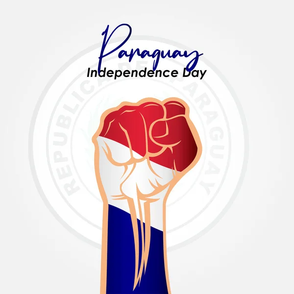 パラグアイ独立記念日旗イラスト付きバナー — ストックベクタ