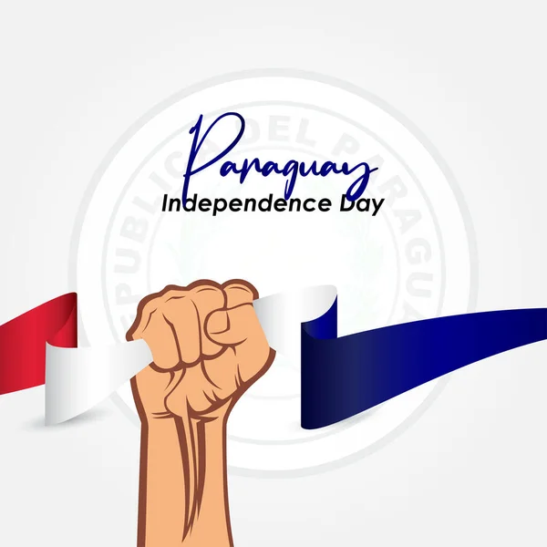 Bayrak İllüstrasyonlu Paraguay Bağımsızlık Günü Afişi