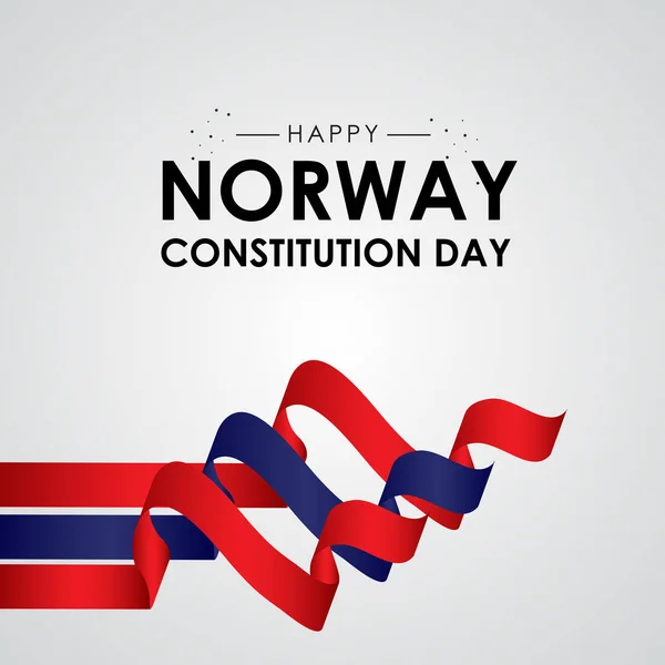 Dia Constituição Noruega Com Vetor Fita Bandeira Para Impressão Banner — Vetor de Stock