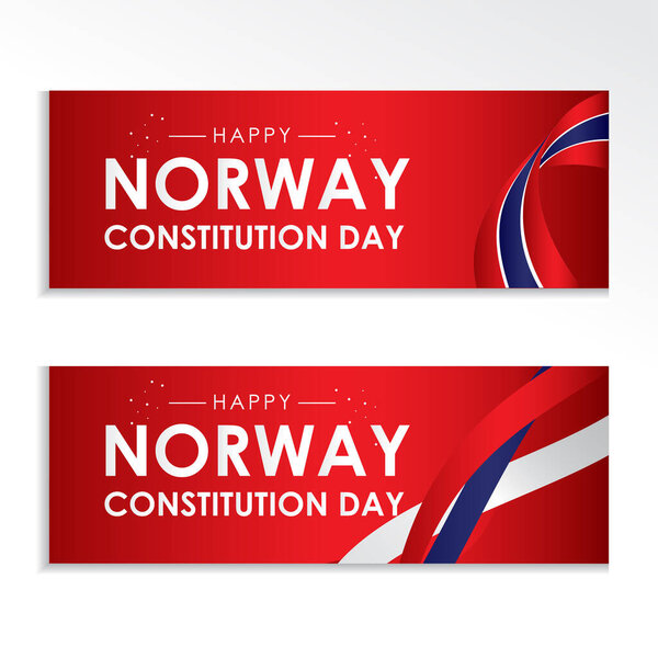 День Конституции Норвегии с лентой и вектором флага для печати

