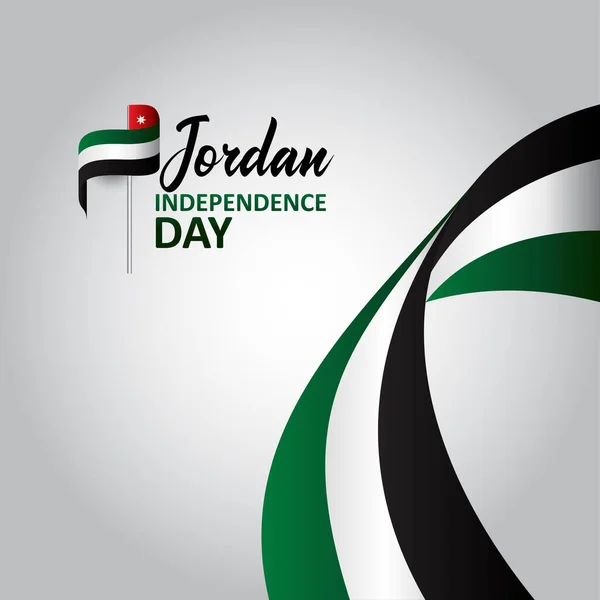 Bandeira Dia Independência Jordânia Com Ilustração Bandeira — Vetor de Stock