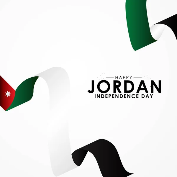 Bannière Fête Indépendance Jordanie Avec Illustration Drapeau — Image vectorielle