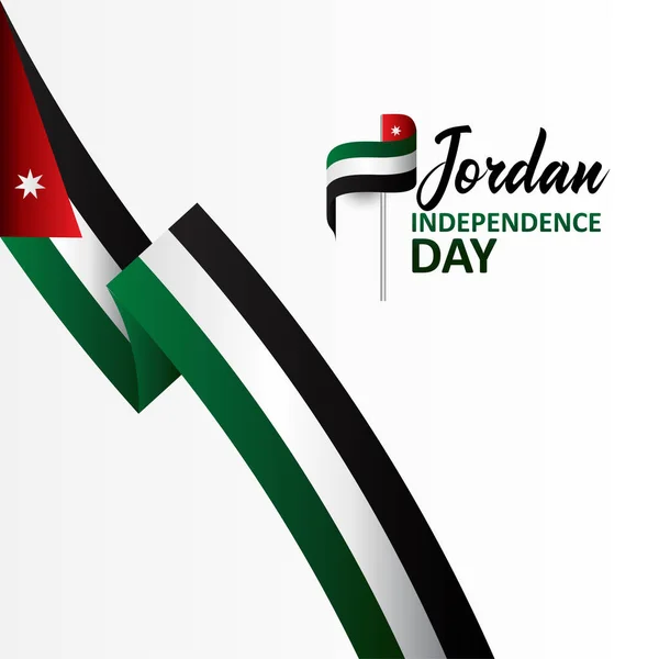 约旦独立日横幅 附有旗帜说明 — 图库矢量图片