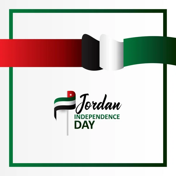 约旦独立日横幅 附有旗帜说明 — 图库矢量图片