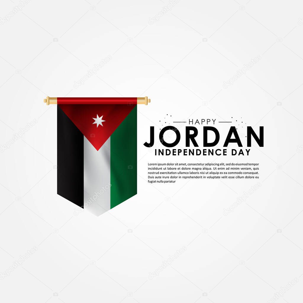 Jordan Independence Day Banner With Flag Illustration
