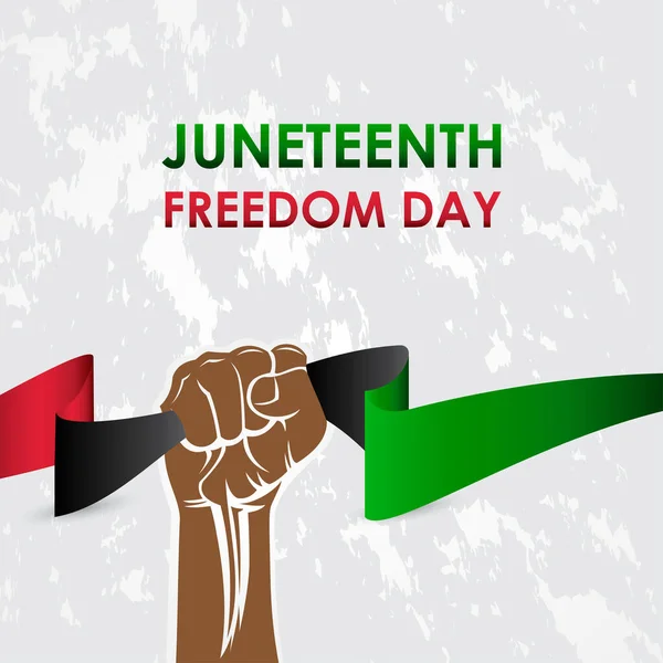 Juneteenth Freedom Day Ribbon Flag Vector För Banner Skriv — Stock vektor