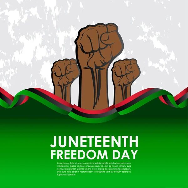 Juneteentth Freedom Day Fibbon Flag Vector Banner Print — Stockový vektor