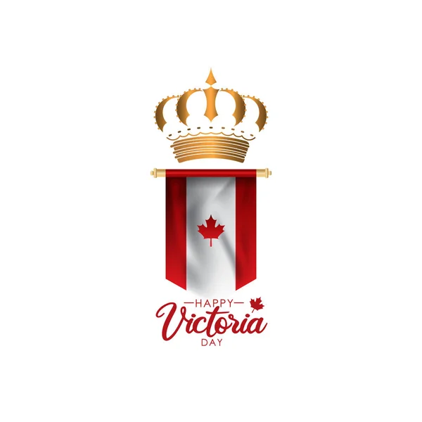 Happy Victoria Day Crown Flag Vector Banner Print — Stock Vector