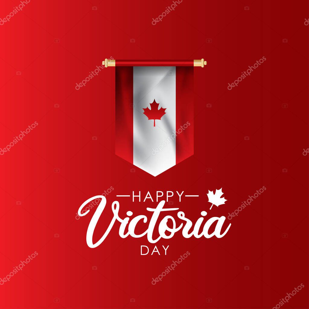 Happy Victoria Day With Crown And Flag Vector For Banner Print