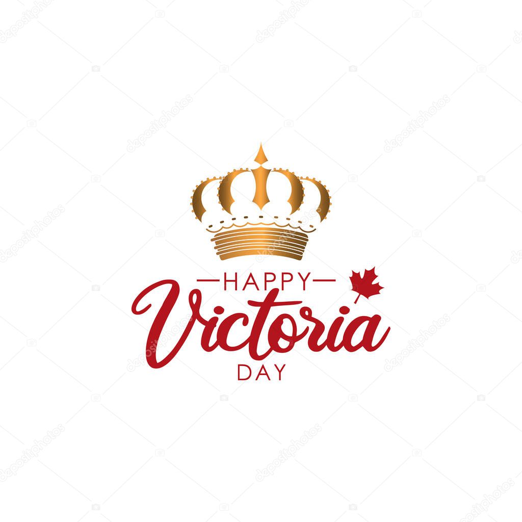 Happy Victoria Day With Crown And Flag Vector For Banner Print
