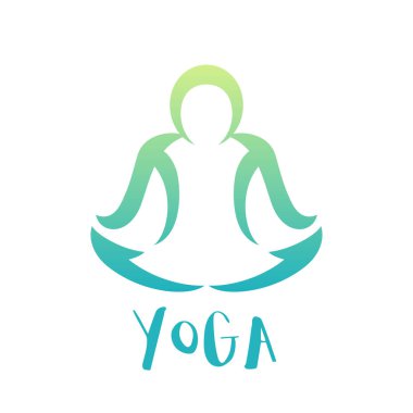 Yoga sınıf logo öğe üzerinde beyaz, lotus konumumdaki