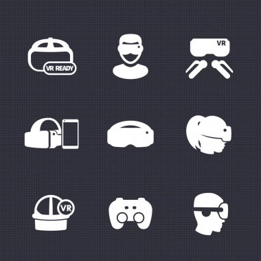 sanal gerçeklik Icons set, Vr hazır, gözlük, Oyunlar, vektör çizim