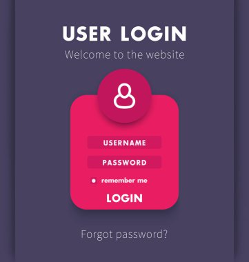 Kullanıcı oturum açma penceresi kavramı, sayfa şablonu web sitesi için