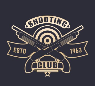 Silah, iki çapraz av tüfeği, altın Club logolu karanlık üzerinde çekim