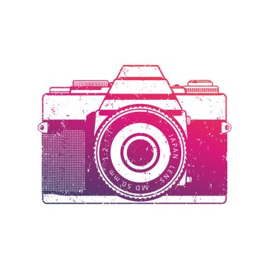 Retro kamera vektör, beyaz üzerine eski analog slr