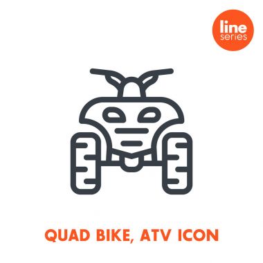dört kiralama satırı simgesi, tüm arazi aracı (Atv), quadricycle işareti üzerinde beyaz, illüstrasyon vektör