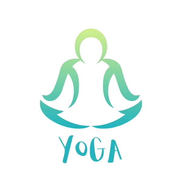 Yoga klasse logo element over wit, man in de lotuspositie — Stockvector
