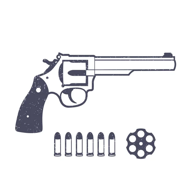 Revólver, pistola aislada sobre blanco, ilustración vectorial — Vector de stock