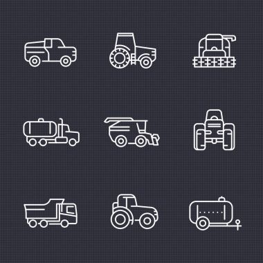 Tarım makineleri satır Icons set