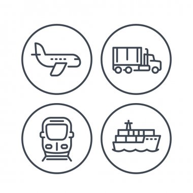 transportation industry line icons clipart