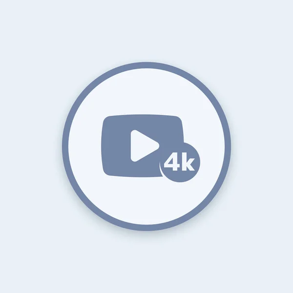 4K icono redondo de contenido de vídeo — Archivo Imágenes Vectoriales