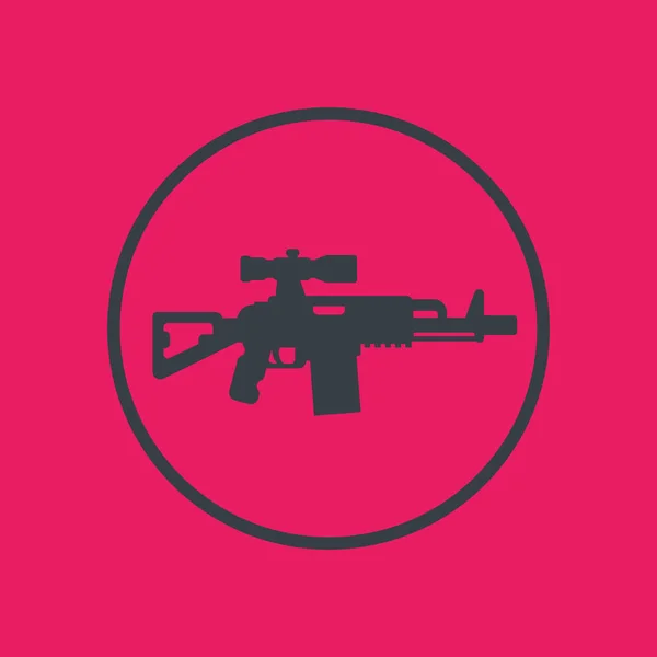 Assault rifle icon, gun with optical sight — Stock Vector