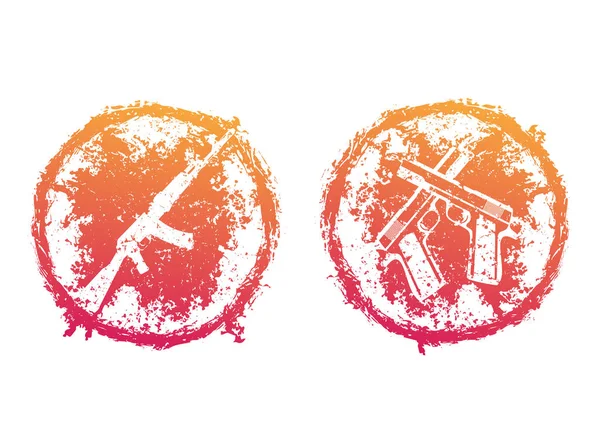 Grunge-Embleme, Drucke mit Pistolen, Handfeuerwaffen — Stockvektor