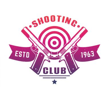 Atıcılık Kulübü logo, amblem, iki tabanca ile rozet