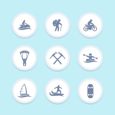 aşırı açık hava etkinlikleri Icons set