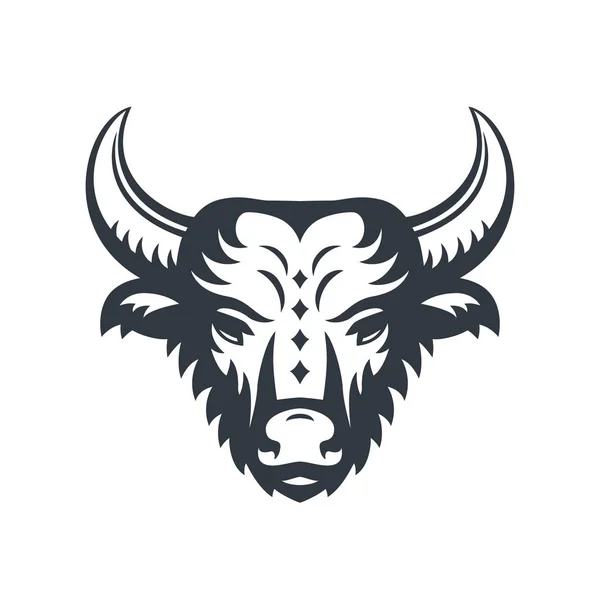 Buffalo head logo element isolated over white — Stock Vector