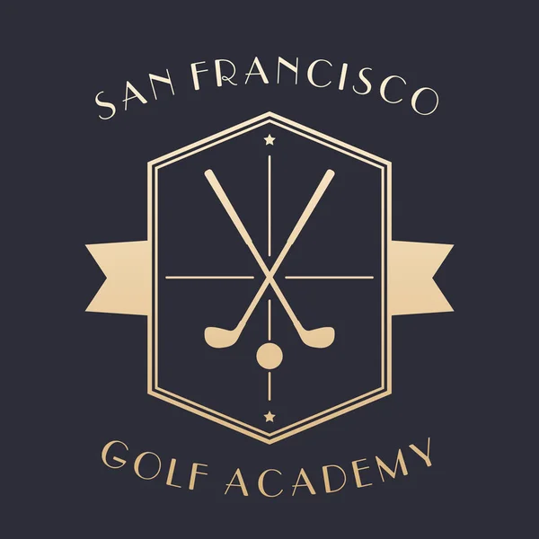 Golf Akademisi logo, amblem kulüpleri ile — Stok Vektör