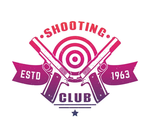 Střelecký klub logo, emblém, odznak s dvěma pistolemi — Stockový vektor
