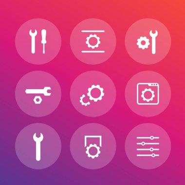 ayarları, yapılandırma, geliştirme Icons set