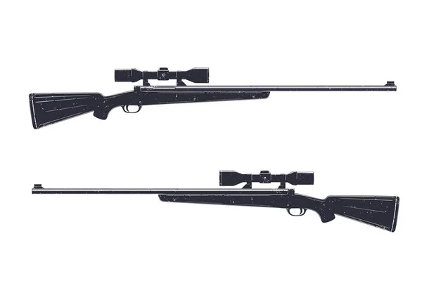 Hunting rifle with optical sight, sniper rifle - Stok Vektor