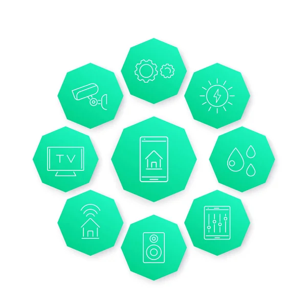 Icono de la línea Smart House, pictogramas modernos — Vector de stock