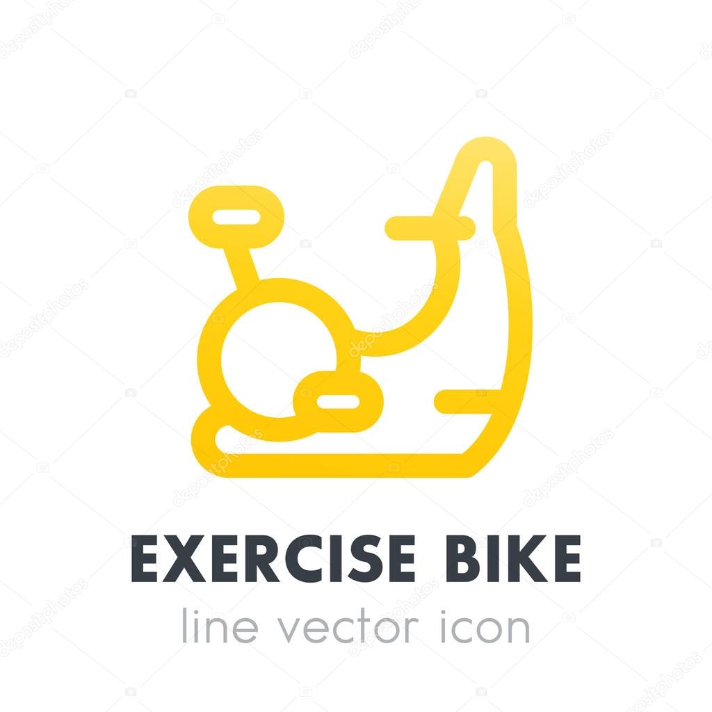 Exercise bike icon in line style isolated on white